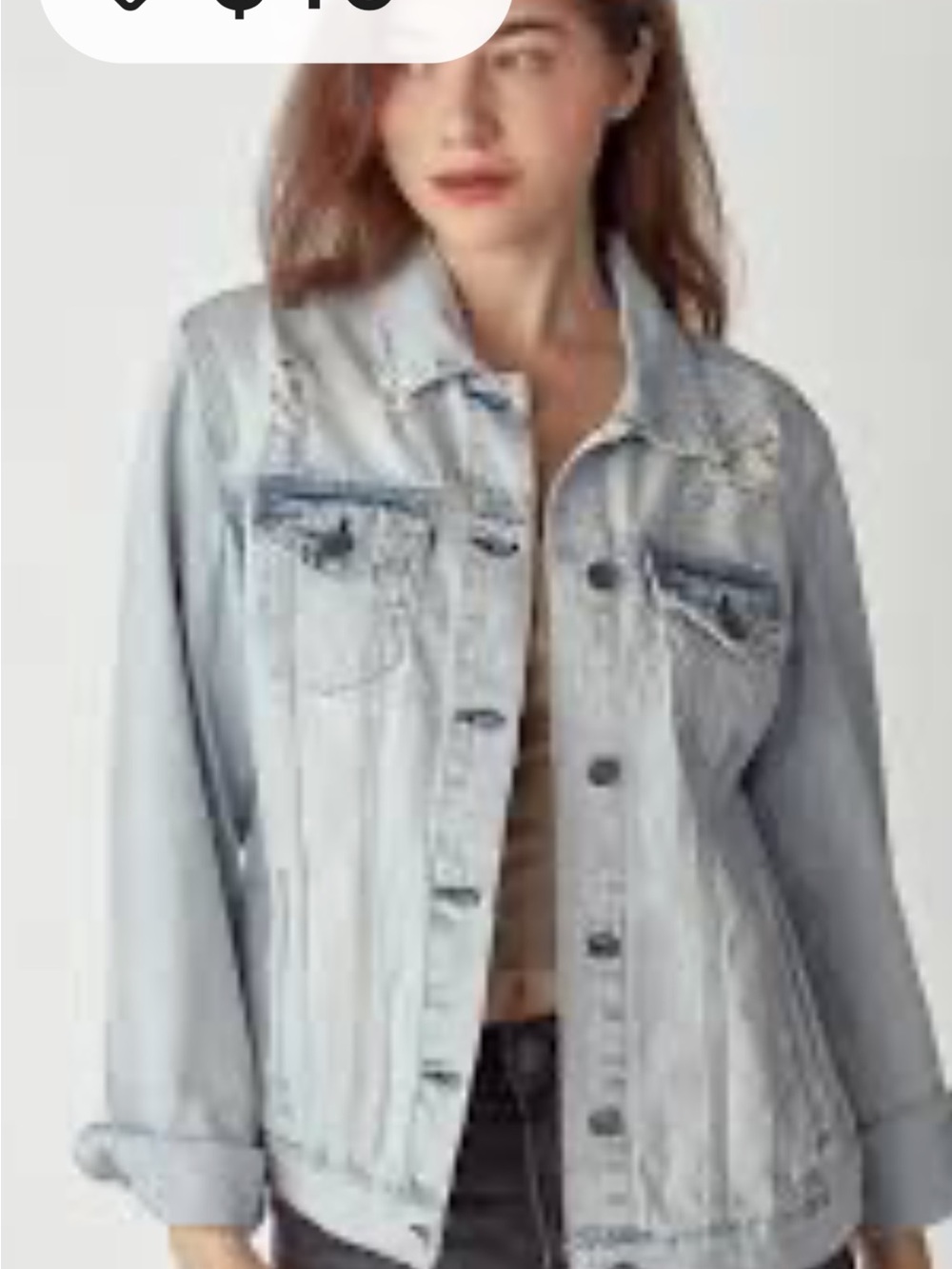 Lucky Brand Light Blue Embroidered Denim Jacket